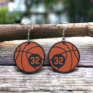 Personalized basketball earrings by The Messy Woodworker